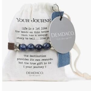 “Your Journey” Leather and Blue Beaded Bracelet NWT DEMDACO